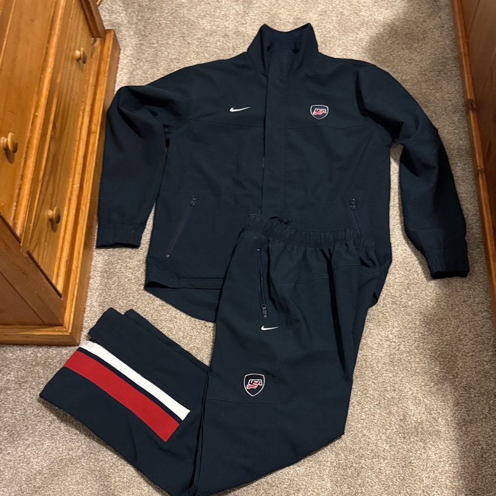 USA Hockey Nike Bauer Navy Tracksuit with Red and White Stripes